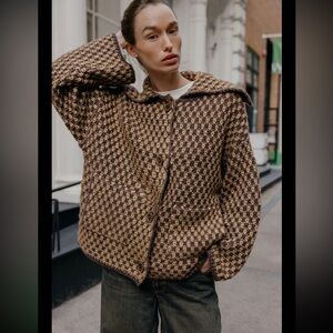 Zara oversized knit coat, mink brown